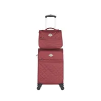 set de 2 valises gerard pasquier set de 2 valises lilas rouge en polyester
