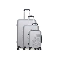 set de 3 valises lpb - set de 3 abs eleonor 4 roues - gris