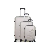 set de 3 valises lpb - set de 3 abs eleonor 4 roues - beige