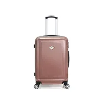 valise gerard pasquier - valise weekend abs/ pc dahlia 4 roulettes 65 cm - rose dore