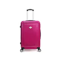valise gerard pasquier - valise weekend abs/ pc dahlia 4 roulettes 65 cm - fuchsia