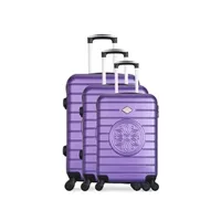 set de 3 valises gerard pasquier - set de 3 abs mimosa-a 4 roues - violet