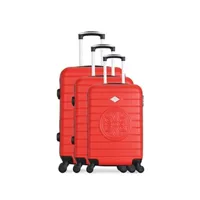 set de 3 valises gerard pasquier - set de 3 abs mimosa-a 4 roues - rouge