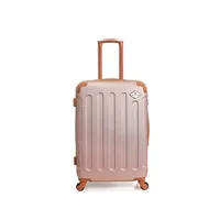valise gerard pasquier - valise weekend abs camelia 4 roulettes 65 cm - rose dore