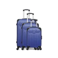 set de 3 valises american travel - set de 3 abs harlem-a 4 roues - marine