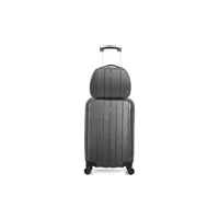 set de 2 valises american travel - valise grand format abs bronx 4 roues 75 cm - fuchsia