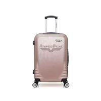 valise american travel - valise weekend abs dc 4 roues 65 cm - rose dore
