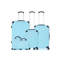 set de 4 valises et plus blue star bluestar - set de 5 abs bucarest-f 4 roues - bleu ciel