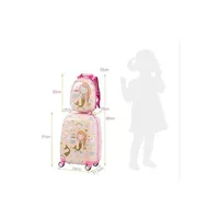 valise giantex set de 2 valise enfant à roulettes avec cabine 16"+ sac à dos 12"motif unicorne/eléphant ensemble de bagage pour enfants (sirène)