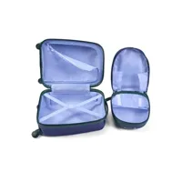 set de 2 valises giantex set de 2 valise enfant à roulettes bagage 16"+ sac à dos 12"bagage à main avec motif pour enfant