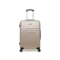 valise american travel - valise weekend abs queens 4 roues 65 cm - beige