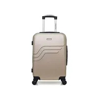 valise american travel - valise cabine abs queens 4 roues 55 cm - beige
