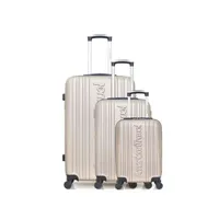 set de 3 valises american travel - set de 3 abs springfield-a 4 roues - beige