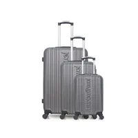 set de 3 valises american travel - set de 3 abs springfield-a 4 roues - gris fonce
