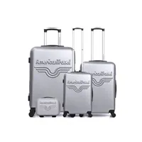 set de 4 valises et plus american travel - set de 4 abs chelsea-c 4 roues - gris