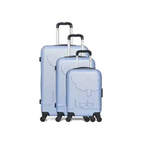 set de 3 valises lpb - set de 3 abs norine-a 4 roues - bleu dore
