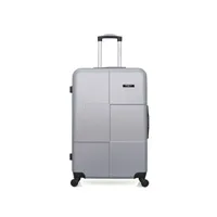 set de 3 valises blue star bluestar - valise grand format abs miami 4 roues 75 cm - gris