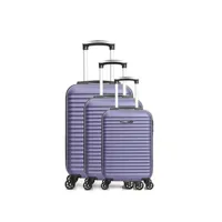 set de 3 valises blue star bluestar - set de 3 abs brazilia 4 roues - violet