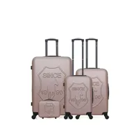 set de 3 valises gentleman farmer - set de 4 abs damon-c 4 roues - rose dore