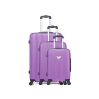 set de 3 valises lpb - set de 3 abs agata 4 roues - violet