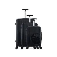 set de 3 valises lpb - set de 3 abs/pc romane 4 roues - noir