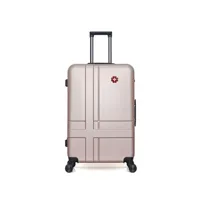 valise swiss kopper - valise grand format abs uster 4 roues 75 cm - rose dore