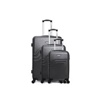 set de 3 valises american travel - set de 3 abs/pc detroit 4 roues 75 cm - gris fonce