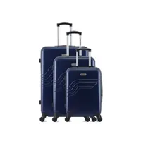 set de 3 valises american travel - set de 3 abs/pc detroit 4 roues 75 cm - marine