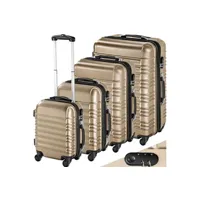 valise tectake set de 4 valises trolley - abs - 4 roues pivotantes à 360° - champagne