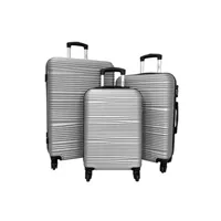 set de 3 valises bleu cerise set de 3 valises cactus gris argent - ca10463