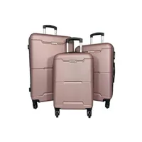 set de 3 valises bleu cerise set de 3 valises cactus rose metalic - ca1048a3