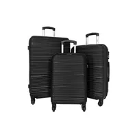 set de 3 valises bleu cerise lot 3 valises dont 1 valise cabine rigides cactus abs noir