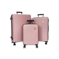 set de 3 valises david jones lot 3 valises rigides dont 1 valise cabine abs tsa rose clair
