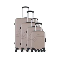set de 3 valises american travel - set de 4 abs queens-m 4 roues - rose dore