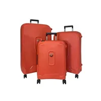 set de 3 valises delsey lot 3 valises rigides montcenis dont 1 cabine 55 cm tsa orange
