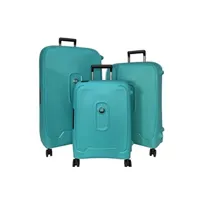 set de 3 valises delsey lot 3 valises rigides montcenis dont 1 cabine 55 cm tsa vert turquoise