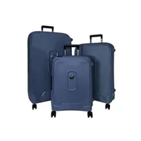 set de 3 valises delsey lot 3 valises rigides montcenis dont 1 cabine 55 cm tsa bleu marine