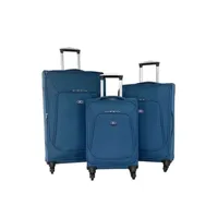 set de 3 valises david jones lot de 3 valises souples extensibles dont 1 cabine bleu