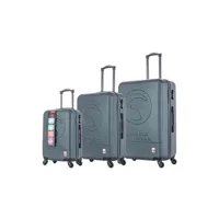 set de 3 valises compagnie de californie ensemble de 3 valises à roulettes dark green cc-t243 dark green