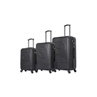 set de 3 valises compagnie de californie ensemble de 3 valises à roulettes black cc-t243 black