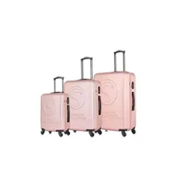 set de 3 valises compagnie de californie ensemble de 3 valises à roulettes rose gold cc-t243 rose gold