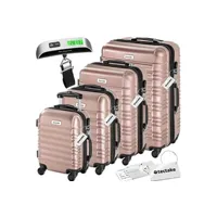 valise tectake set de valises rigides mila 4 pièces avec pèse-bagages - or rose