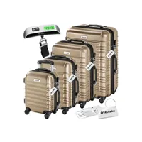 valise tectake set de valises rigides mila 4 pièces avec pèse-bagages - champagne