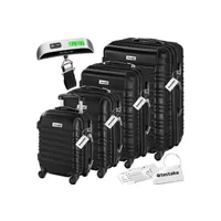 valise tectake set de valises rigides mila 4 pièces avec pèse-bagages - noir