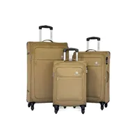 set de 3 valises david jones lot de 3 valises souples extensibles dont 1 cabine champagne