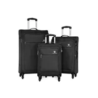 set de 3 valises david jones lot de 3 valises souples extensibles dont 1 cabine noir