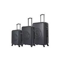 set de 3 valises compagnie de californie ensemble de 3 valises à roulettes noir cc-t366 black