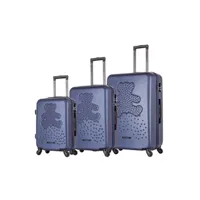 set de 3 valises lulu castagnette ensemble de 3 valises à roulettes navy ll-t311 navy