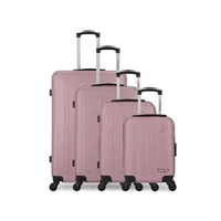 set de 3 valises american travel - set de 4 abs bronx m 4 roues - rose dore
