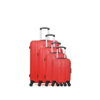 set de 3 valises american travel - set de 4 abs springfield-m 4 roues - rouge